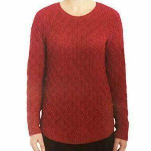 Jeanne Pierre Women's Crew Neck Sweater Fall Red Large